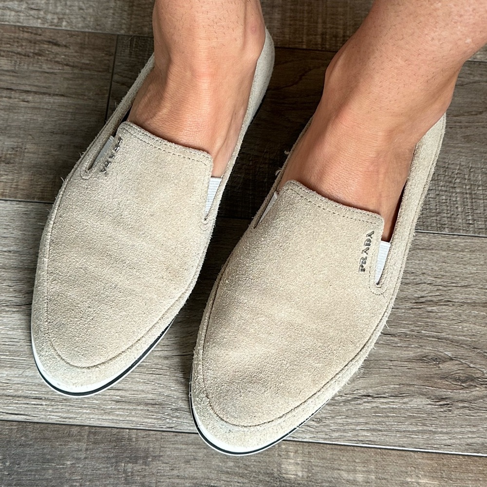 Prada suede loafers size 35.5 fits size 6 I am a 6 and they fit me perfectly